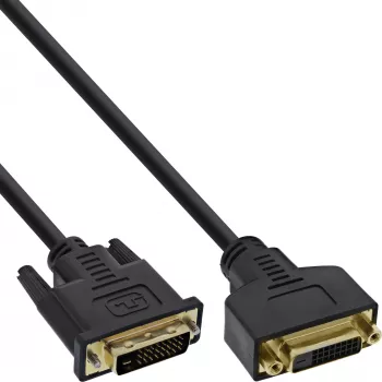 DVI-D kabelis Premium 24+1 vyriškas-moteriškas Dual Link auksuoti kontaktai 3m InLine 17763P