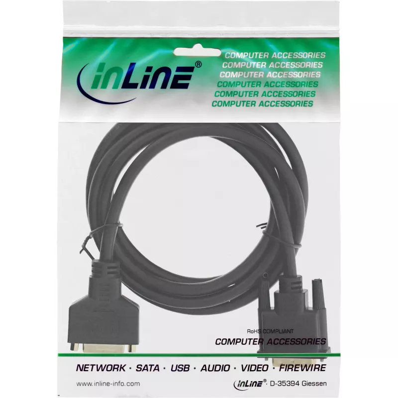 DVI-D kabelis Premium 24+1 vyriškas-moteriškas Dual Link auksuoti kontaktai 3m InLine 17763P