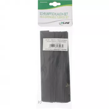 Termosusitraukianti žarna InLine 200 mm, skersmuo 16 mm → 8 mm, 20 vnt., juoda