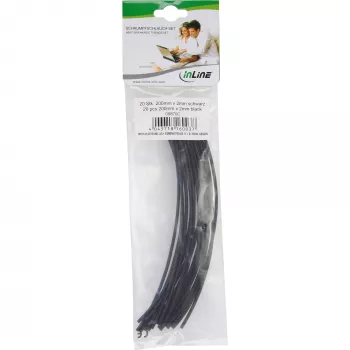 Termosusitraukianti žarna InLine 200 mm, susitraukimo santykis 2 mm → 1 mm, 20 vnt, juoda