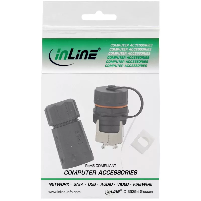 InLine Cat.6A movus jungčių rinkinys, vandeniui atsparus IP68, 2x RJ45 F/F, 1:1