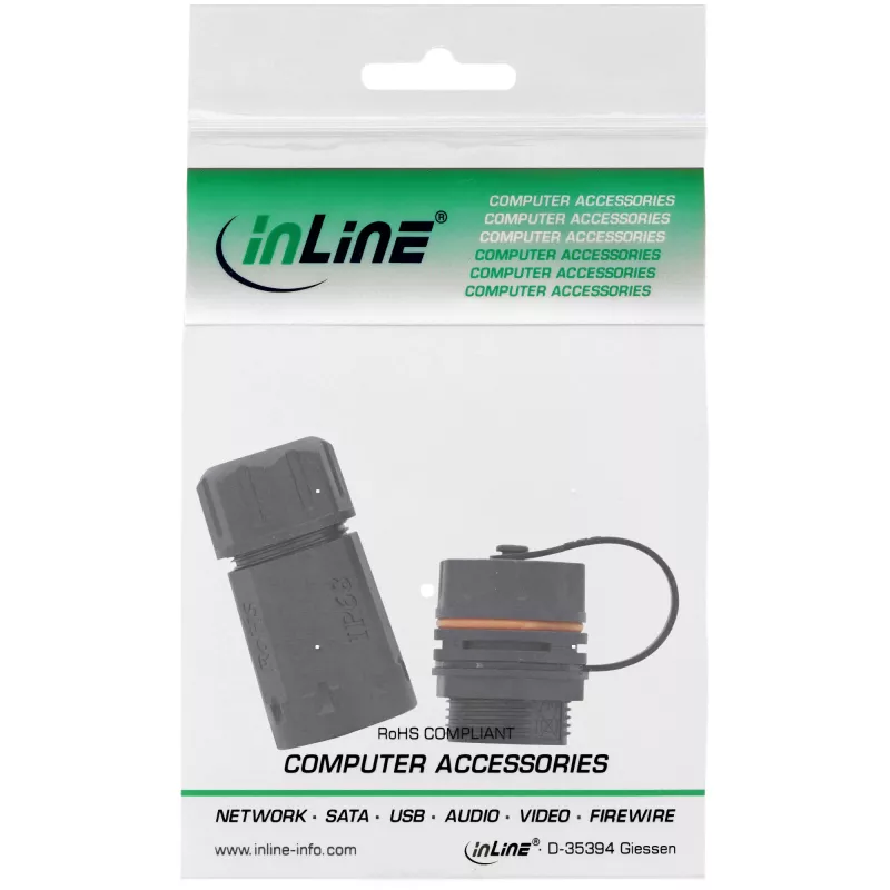 InLine Cat.6A movė, vandeniui atspari IP68, 2x RJ45 F/F, 1:1