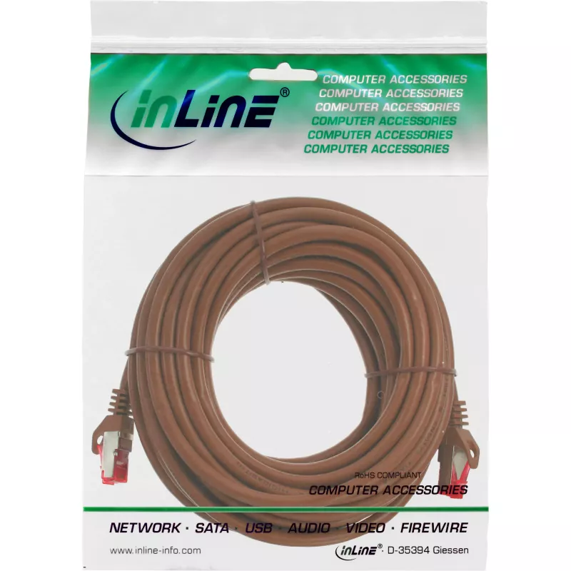 InLine Patch Laidas S/FTP PiMF Cat.6 250MHz PVC varis ruda 20m