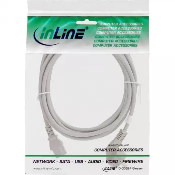 InLine maitinimo laidas, CEE 7/7 kampuotas / 3 kontaktų IEC C13 kištukas, pilkas, 1,5 m