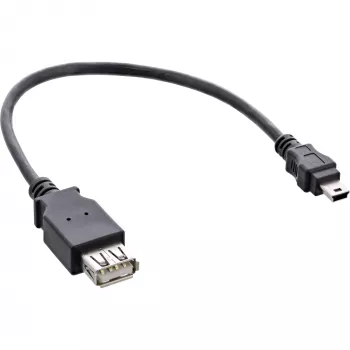 InLine USB 2.0 laidas A lizdas / Mini 5 kištukas 0,2 m, Mini-USB B, USB A, USB 2.0, Kištukas/Lizdas, Juodas