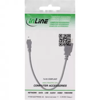 InLine USB 2.0 laidas A lizdas / Mini 5 kištukas 0,2 m, Mini-USB B, USB A, USB 2.0, Kištukas/Lizdas, Juodas