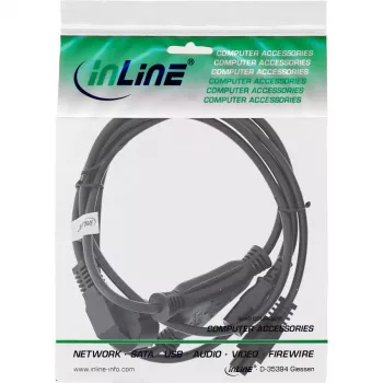 InLine Y-maitinimo laidas CEE 7/7 kištukas kampuotas / 3 kontaktų IEC C13 ir C5, 2 m
