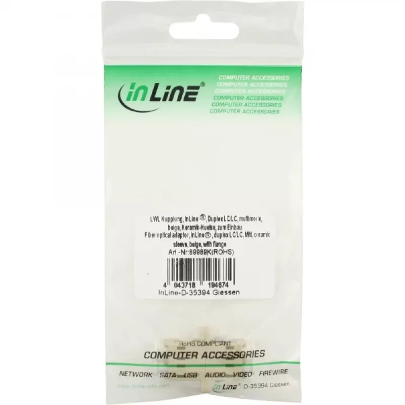 InLine 89989K Dupleksinis šviesolaidinis adapteris LC/LC MM, skirta montuoti į skydą