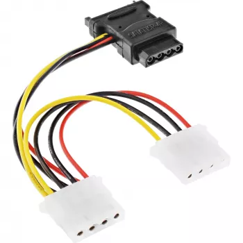 SATA maitinimo laidas SATA lizdas / 3x 4pin Molex kištukas 0,15 m InLine 29679