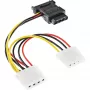SATA maitinimo laidas SATA lizdas / 3x 4pin Molex kištukas 0,15 m InLine 29679