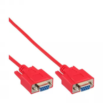 InLine null modem kabelis DP9 lizdas / lizdas, liejinis, raudonas, 2 m