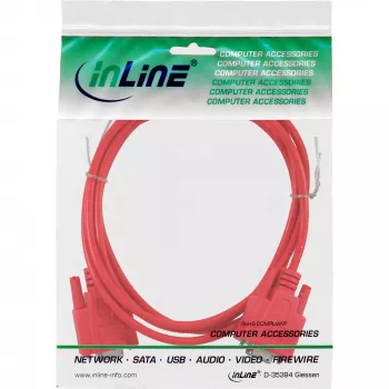 InLine null modem kabelis DP9 lizdas / lizdas, liejinis, raudonas, 2 m