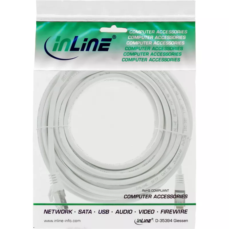 InLine Patch Laidas SF/UTP Cat.5e baltas 50m