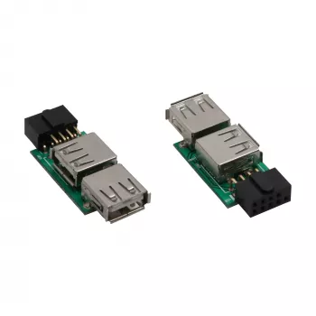 InLine USB 2.0 vidinis adapteris 2x USB A lizdas į pagrindinės plokštės jungtį 33440I