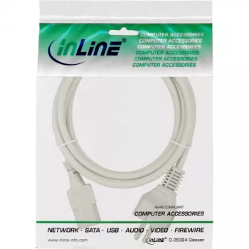 InLine maitinimo laidas, CEE 7/7 tiesus / 3 kontaktų IEC C13 kištukas, pilkas, 1,5 m