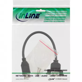InLine USB 2.0 adapterinis kabelis, USB A lizdas / korpuso jungtis USB A, 0,2 m