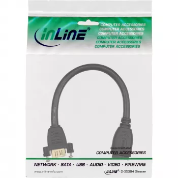 InLine HDMI adapterio kabelis Type A motina/motina su flanšu, auksuoti kontaktai, 4K2K, 0,2 m