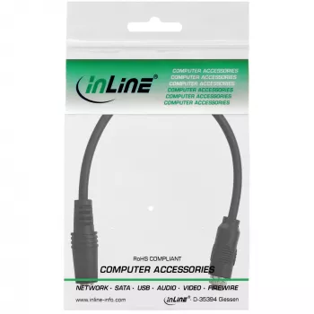 InLine garso adapterio kabelis, 3,5 mm stereo moteriška į moterišką, su sriegiu, 0,2 m