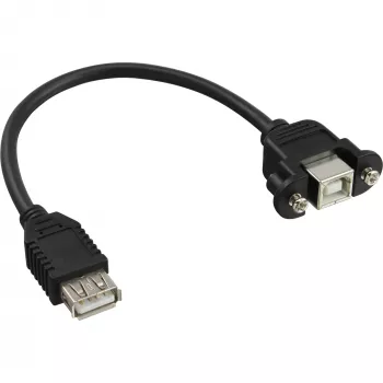 USB 2.0 adapterinis laidas, lizdas A tipo (motina) / korpuso jungtis B tipo InLine 33441F, 0,2 m
