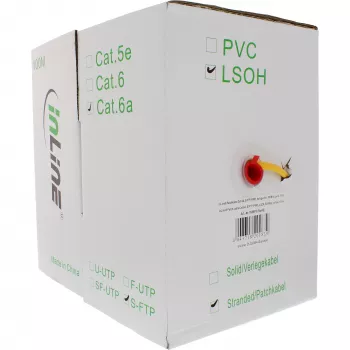 InLine Patch Laidas S/FTP PiMF Cat.6A halogen-free 500MHz geltonas 100m