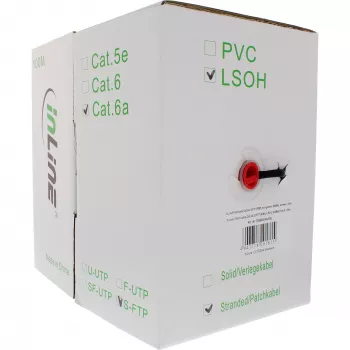 InLine Patch Laidas S/FTP PiMF Cat.6A halogen free 500MHz juodas 100m