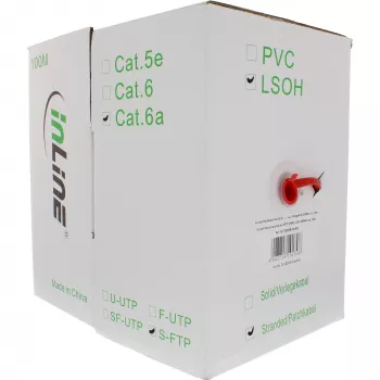 InLine Patch kabelis S/FTP PiMF Cat.6A be halogenų 500MHz raudonas 100m