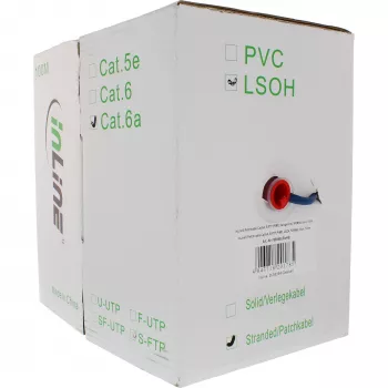 InLine Patch Laidas S/FTP PiMF Cat.6A halogen-free 500MHz mėlynas 100m