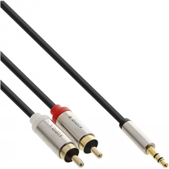 Garso kabelis 3,5 mm M – 2x RCA M InLine Basic Slim S-99241
