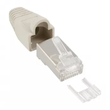 InLine RJ45 8P8C ekranuotas jungiamasis lizdas su laidų vedliu ir lenkimo apsauga, 100 vnt.