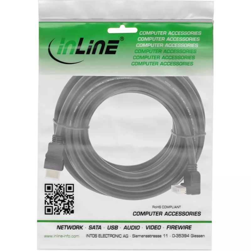 InLine High Speed HDMI kabelis su Ethernet, kampuotas, 7,5m