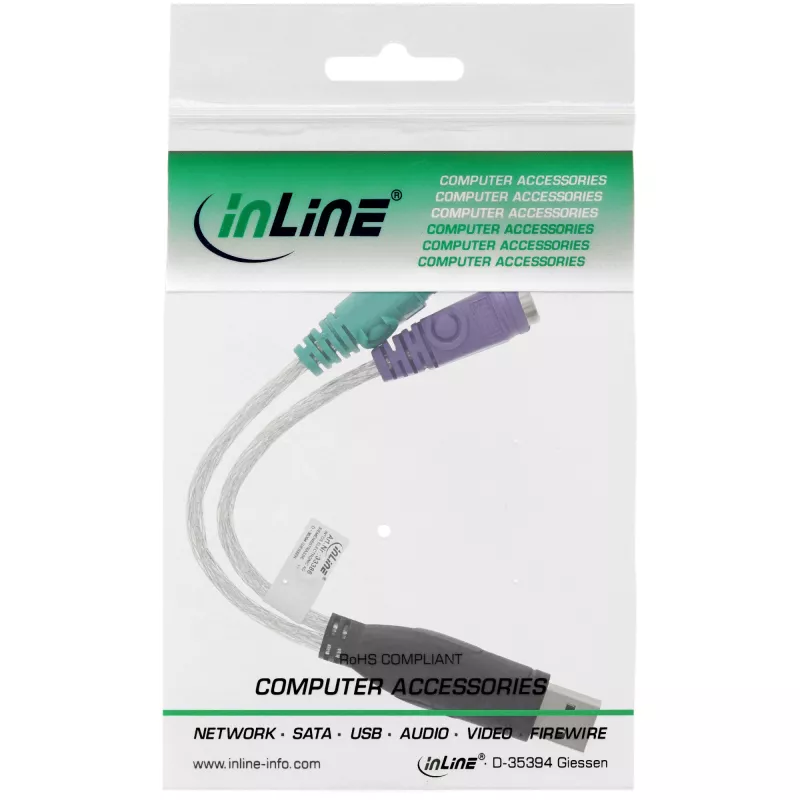InLine 33386 USB į PS/2 keitiklis USB A kištukas / 2x PS/2 lizdai