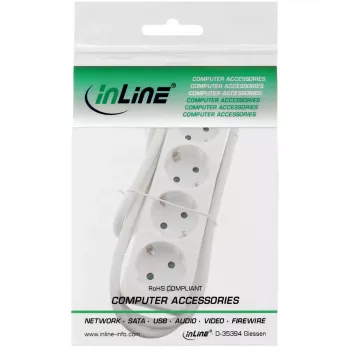 InLine 16441F Kištukinis lizdas, 4x CEE 7/3 su įžeminimu, baltas, 1,5 m