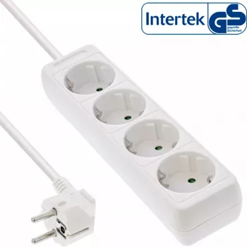 InLine 16441F Kištukinis lizdas, 4x CEE 7/3 su įžeminimu, baltas, 1,5 m