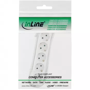 InLine kištukinis lizdas, 5 jungtys su įžeminimu CEE 7/3, baltas, 1,5 m