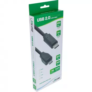 InLine USB 2.0 laidas, USB-C kištukas / Micro-B kištukas, juodas, 1 m