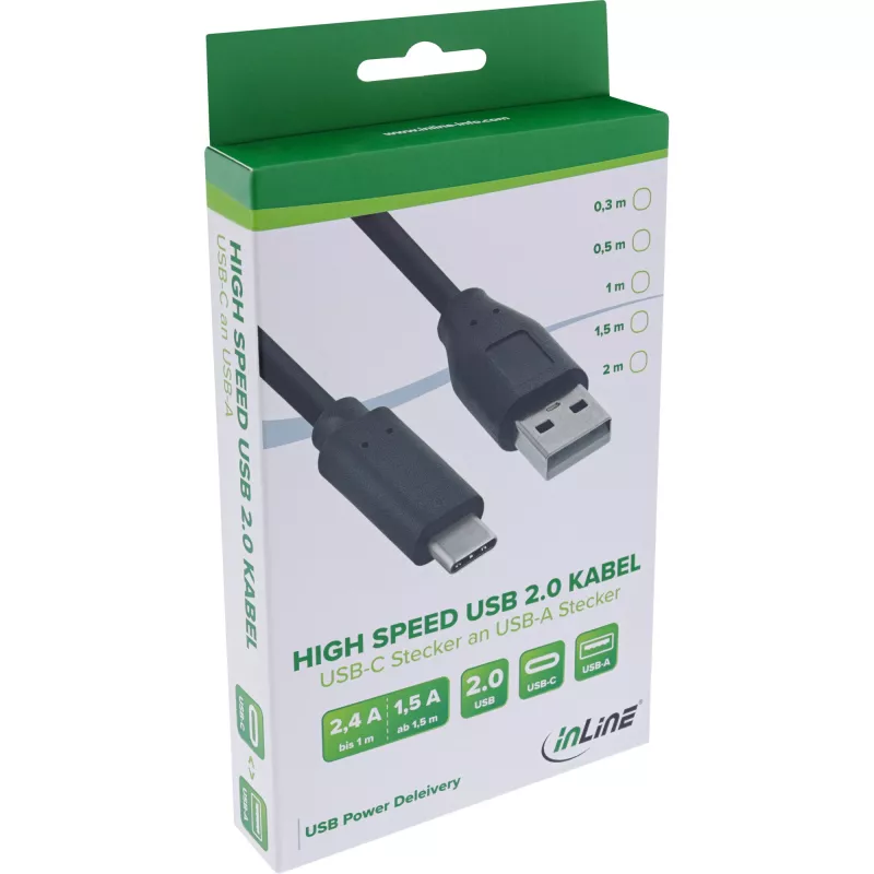 USB 2.0 laidas InLine 35734 USB-C kištukas / USB-A kištukas juodas 1,5 m