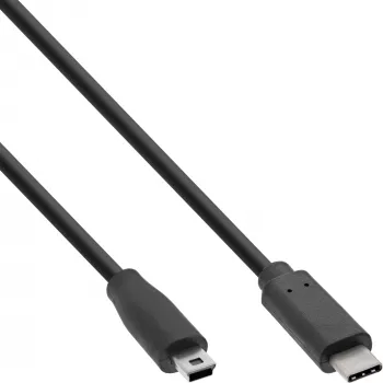 InLine USB 2.0 laidas, USB-C kištukas / mini-B (5 kontaktų) kištukas, juodas, 3 m
