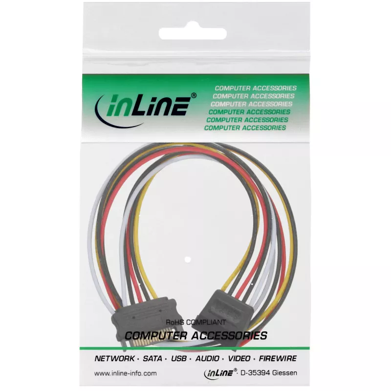 InLine SATA maitinimo ilginimo laidas vyriškas/moteriškas 0,30 m 29651A