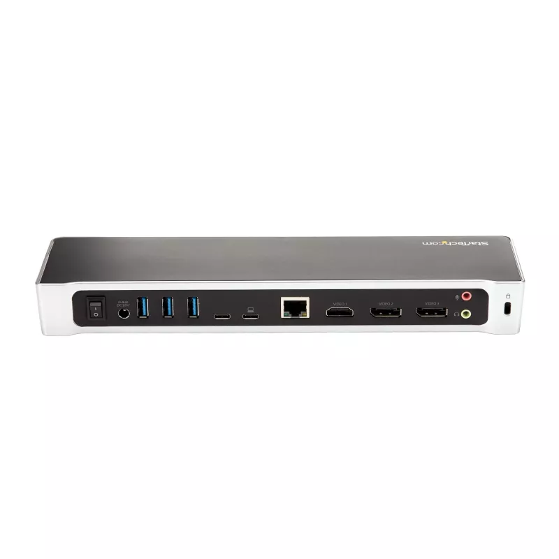 StarTech.com 4K USB-C Dock, Trijų UHD 4K Monitorų Docking Station, Mac ir Windows, USB C į HDMI ir DisplayPort, 60W Power Delivery, 5x USB 5Gbps Hub - TAA
