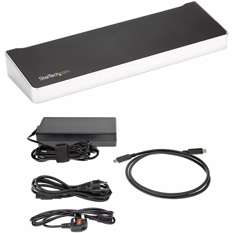 StarTech.com 4K USB-C Dock, Trijų UHD 4K Monitorų Docking Station, Mac ir Windows, USB C į HDMI ir DisplayPort, 60W Power Delivery, 5x USB 5Gbps Hub - TAA