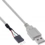 InLine USB 2.0 adapterinis kabelis USB A tipas kištukas / Pin Header kištukas, 0,40 m