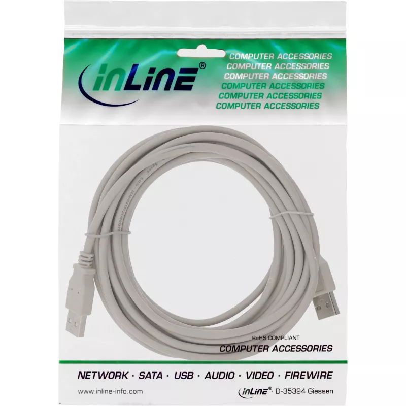 USB 2.0 laidas, A tipo kištukas / kištukas, smėlio spalvos, 0,5 m, InLine 34305H