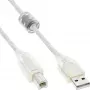 InLine USB 2.0 kabelis A tipo lizdas / B tipo lizdas, skaidrus, su ferito šerdimi, 2 m