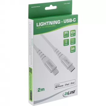 InLine USB-C Lightning laidas, sidabrinis/aliuminis, 2 m