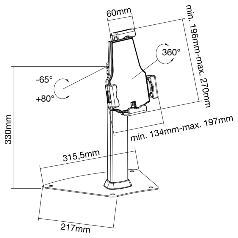 InLine Tablet Countertop Holder Aliumininis užrakinamas universalus 7,9–10,1 colio