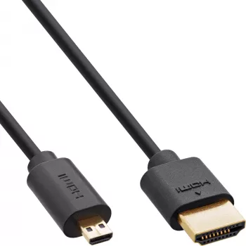 InLine Slim Ultra High Speed HDMI kabelis AM/DM 8K4K, auksu padengtas, juodas, 1 m
