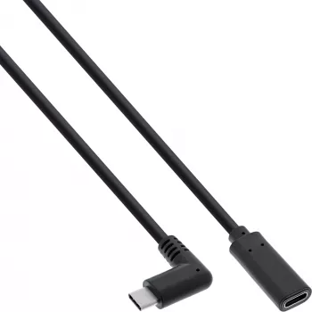 InLine USB 3.2 Gen.1x2 laidas, USB-C kištukas kampu / lizdas, juodas, 0,5 m