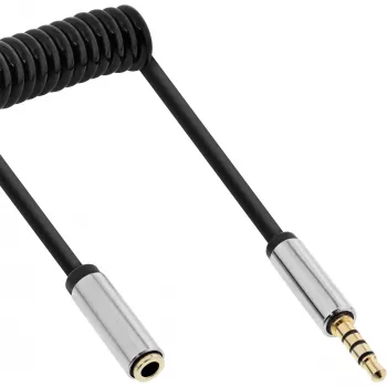 InLine Slim Audio spiralinis kabelis 3,5 mm lizdas / kištukas, 4 kontaktų, Stereo, 2 m