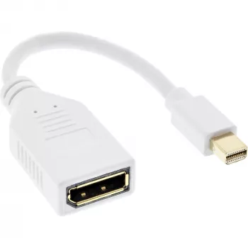 InLine Mini DisplayPort (vyriškas) į DisplayPort (moteriškas) laidas, 4K2K, baltas, 0,15 m