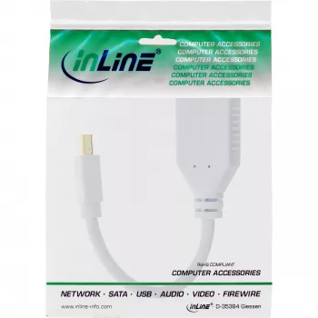 InLine Mini DisplayPort (vyriškas) į DisplayPort (moteriškas) laidas, 4K2K, baltas, 0,15 m